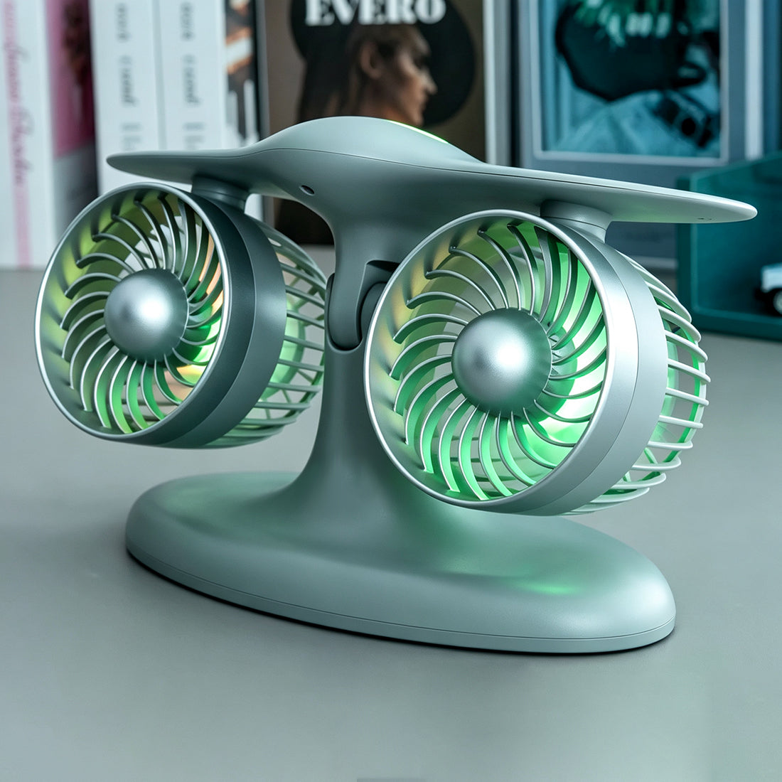 Dual Turbofan Jet Engine Desk Fan for Aviation Fans & Desk Setup