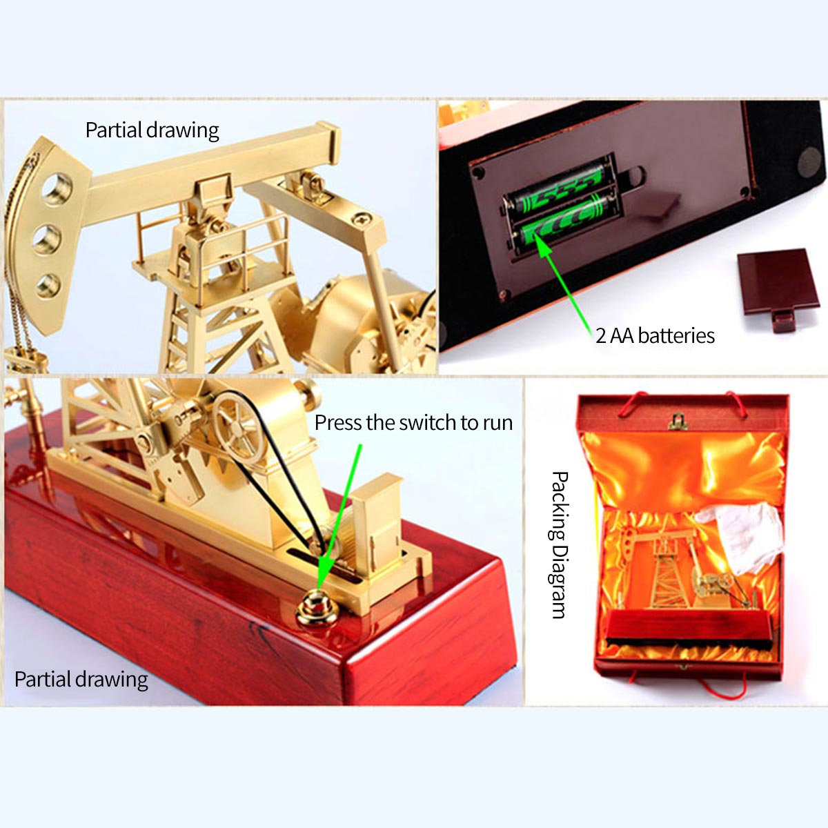 Electric Powered Metal Oil Well Mechanical Pumpjack Model - stirlingkit