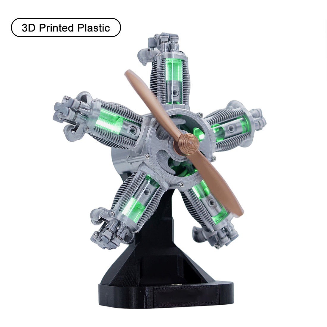 ENJOMOR 3D Printed Radial Engine Model Building Kits LED Aviation Gift  100+PCS - stirlingkit