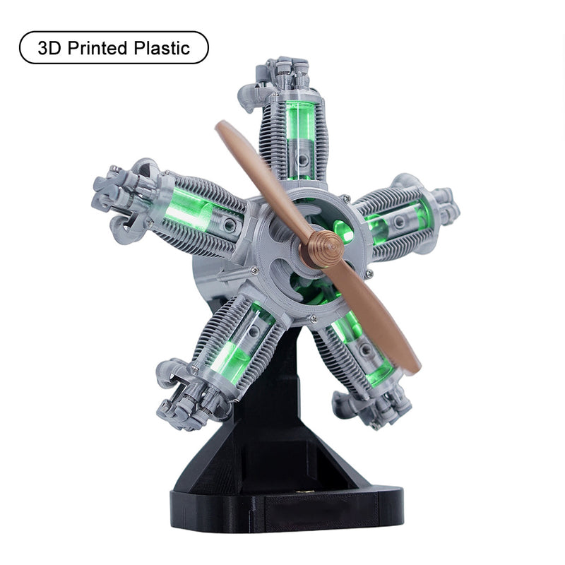 ENJOMOR 3D Printed Radial Engine Model Building Kits LED Aviation Gift  100+PCS - stirlingkit