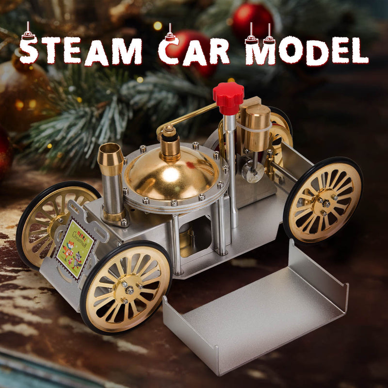 ENJOMOR Antique Live Steam-Powered Car Model Golden Christmas - stirlingkit