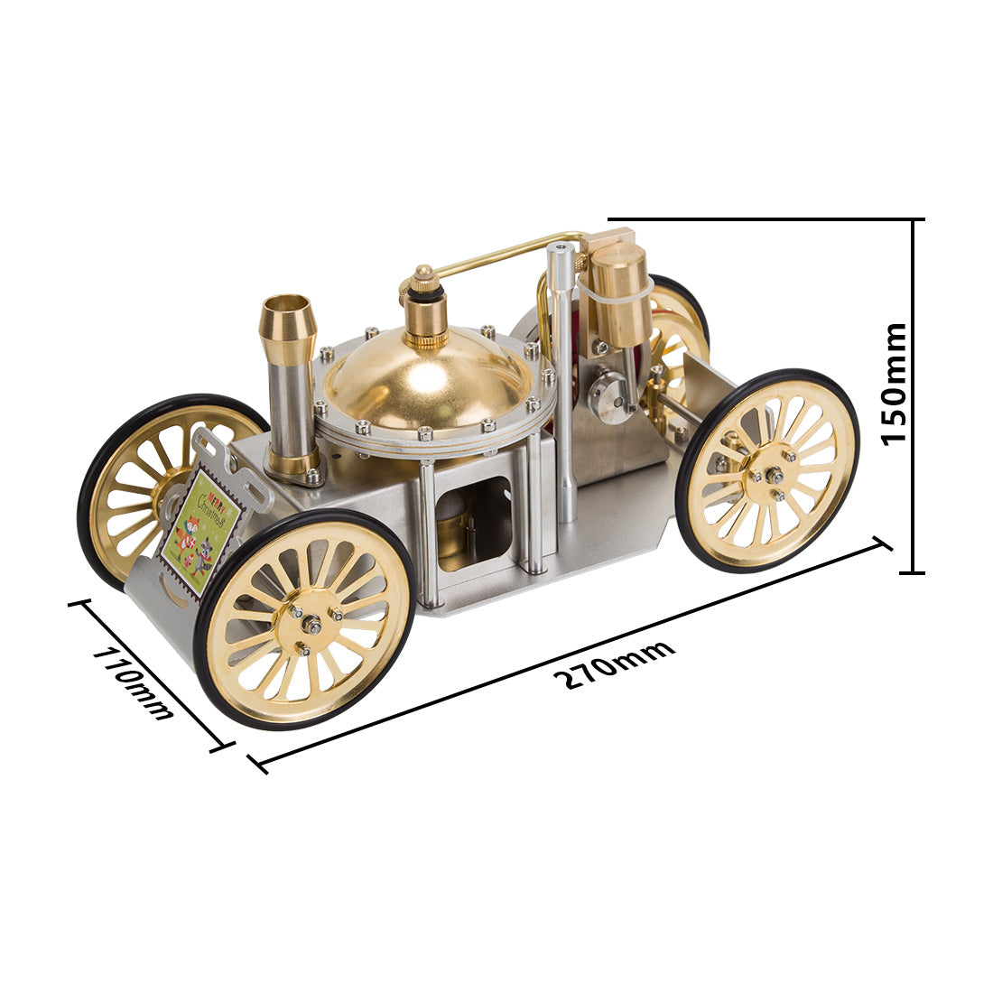 ENJOMOR Antique Live Steam-Powered Car Model Golden Christmas - stirlingkit
