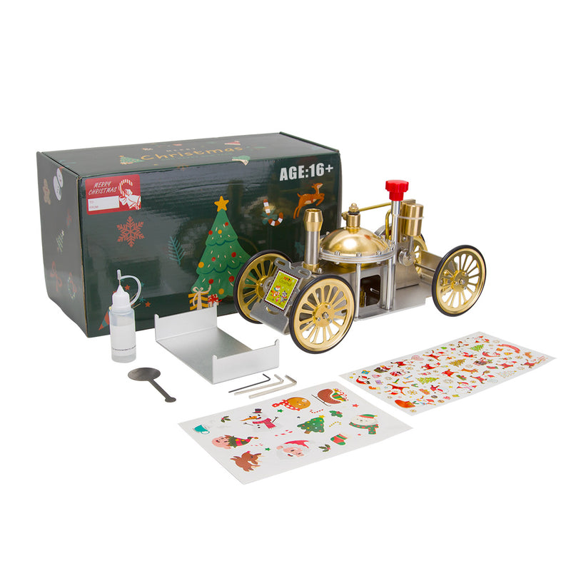 ENJOMOR Antique Live Steam-Powered Car Model Golden Christmas - stirlingkit