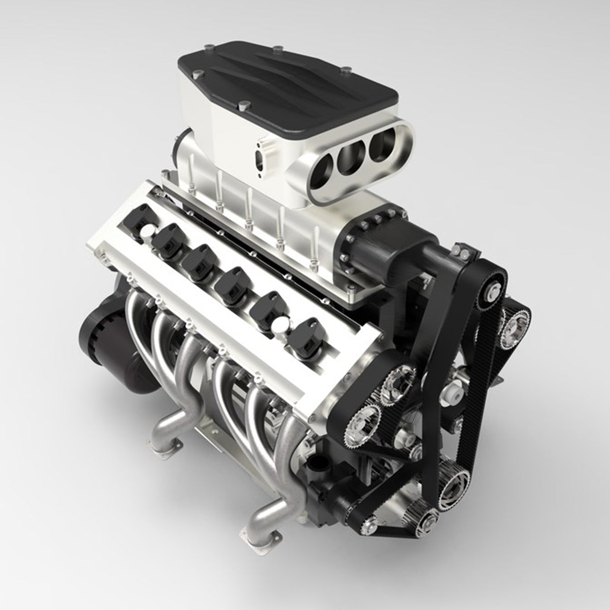 ENJOMOR V12 GS-V12 72CC Gas 4-Stroke DOHC Large Scale Engine Model with Supercharger & Air Filter Full Set - stirlingkit