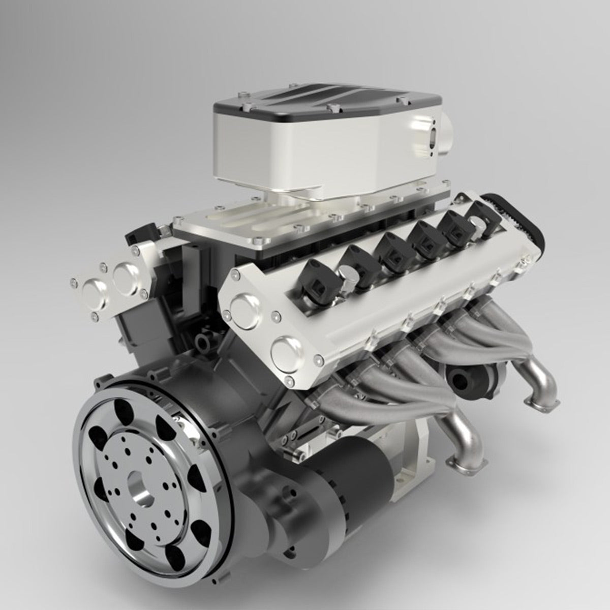 ENJOMOR V12 GS-V12 72CC Gas 4-Stroke DOHC Large Scale Engine Model with Supercharger & Air Filter Full Set - stirlingkit