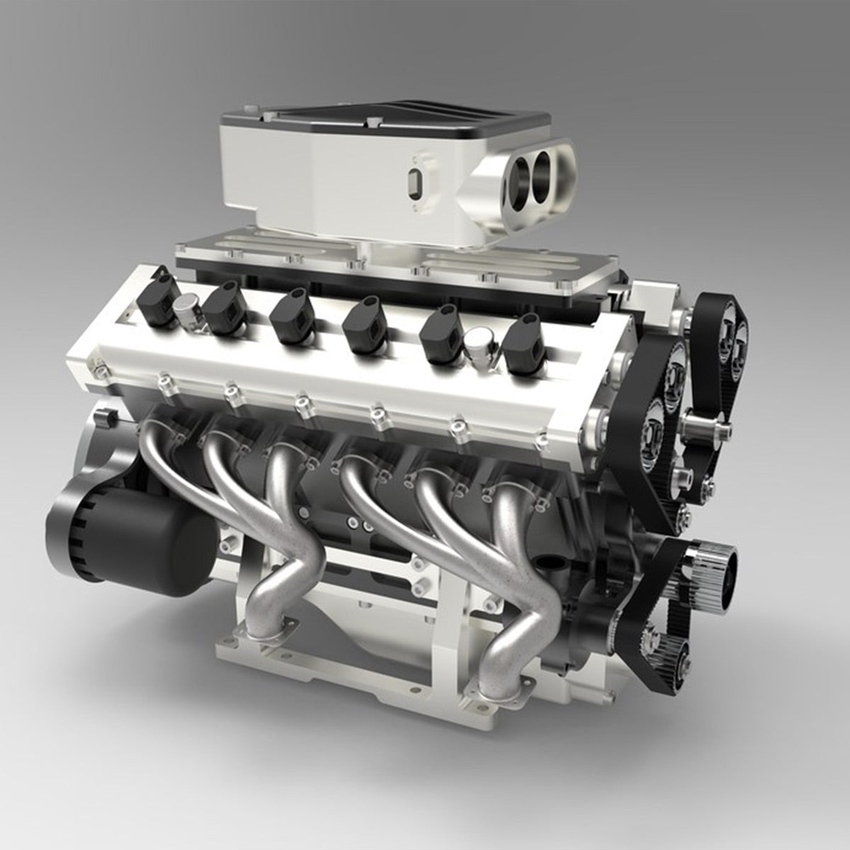 ENJOMOR V12 GS-V12 72CC Gas 4-Stroke DOHC Large Scale Engine Model with Supercharger & Air Filter Full Set - stirlingkit