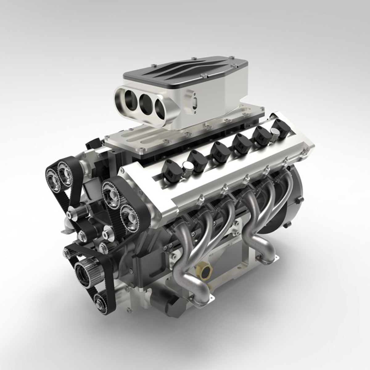 ENJOMOR V12 GS-V12 72CC Gas 4-Stroke DOHC Large Scale Engine Model with Supercharger & Air Filter Full Set