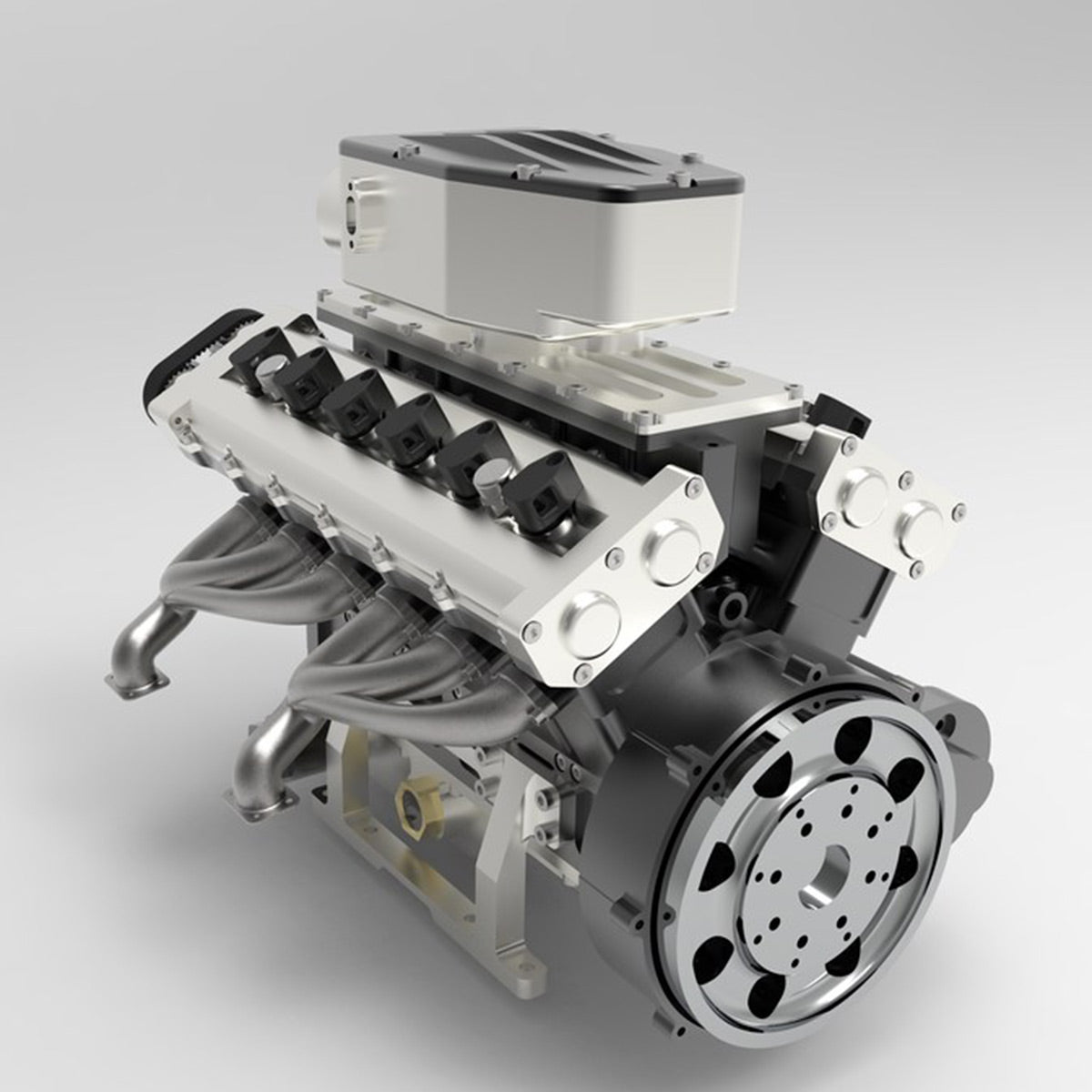 ENJOMOR V12 GS-V12 72CC Gas 4-Stroke DOHC Large Scale Engine Model with Supercharger & Air Filter Full Set - stirlingkit