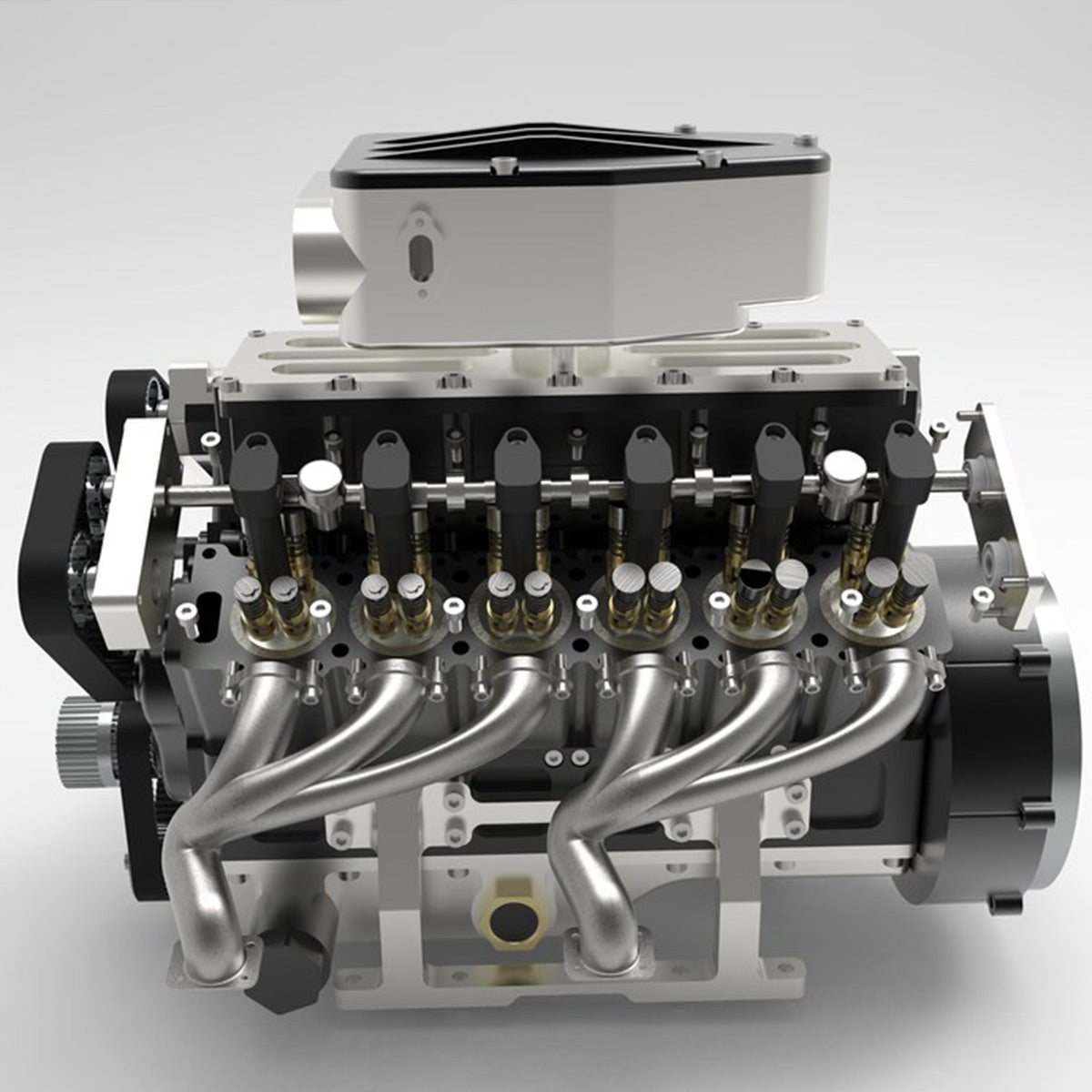 ENJOMOR V12 GS-V12 72CC Gas 4-Stroke DOHC Large Scale Engine Model with Supercharger & Air Filter Full Set - stirlingkit