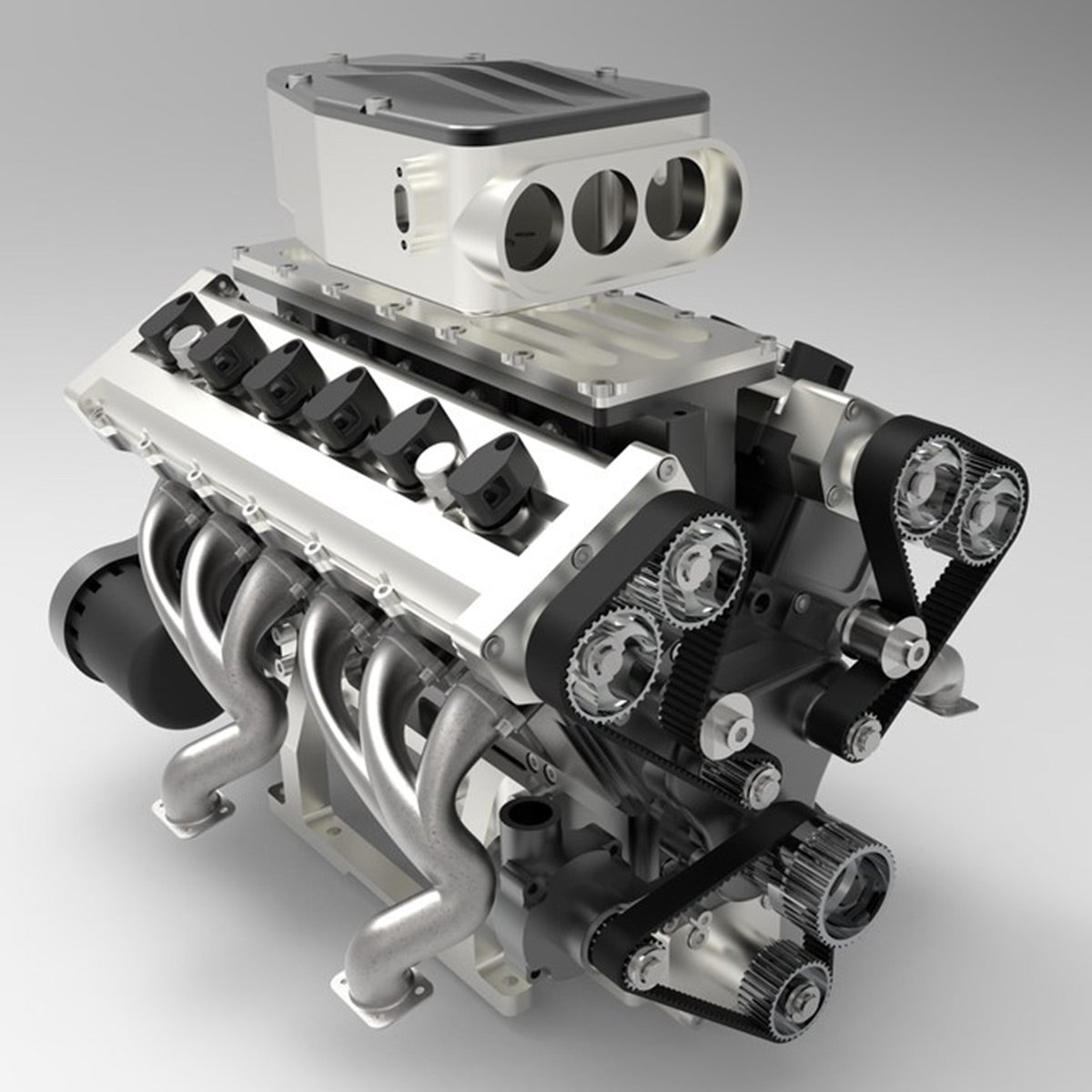 ENJOMOR V12 GS-V12 72CC Gas 4-Stroke DOHC Large Scale Engine Model with Supercharger & Air Filter Full Set - stirlingkit