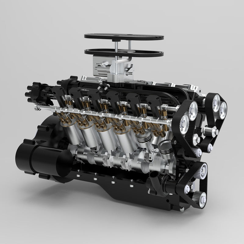 ENJOMOR V12 GS-V12 72CC Large Scale V12 DOHC Four-Stroke Gasoline Engine Model Water-Cooled Electric Start - stirlingkit