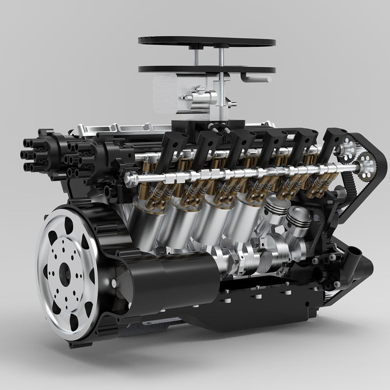 ENJOMOR V12 GS-V12 72CC Large Scale V12 DOHC Four-Stroke Gasoline Engine Model Water-Cooled Electric Start - stirlingkit