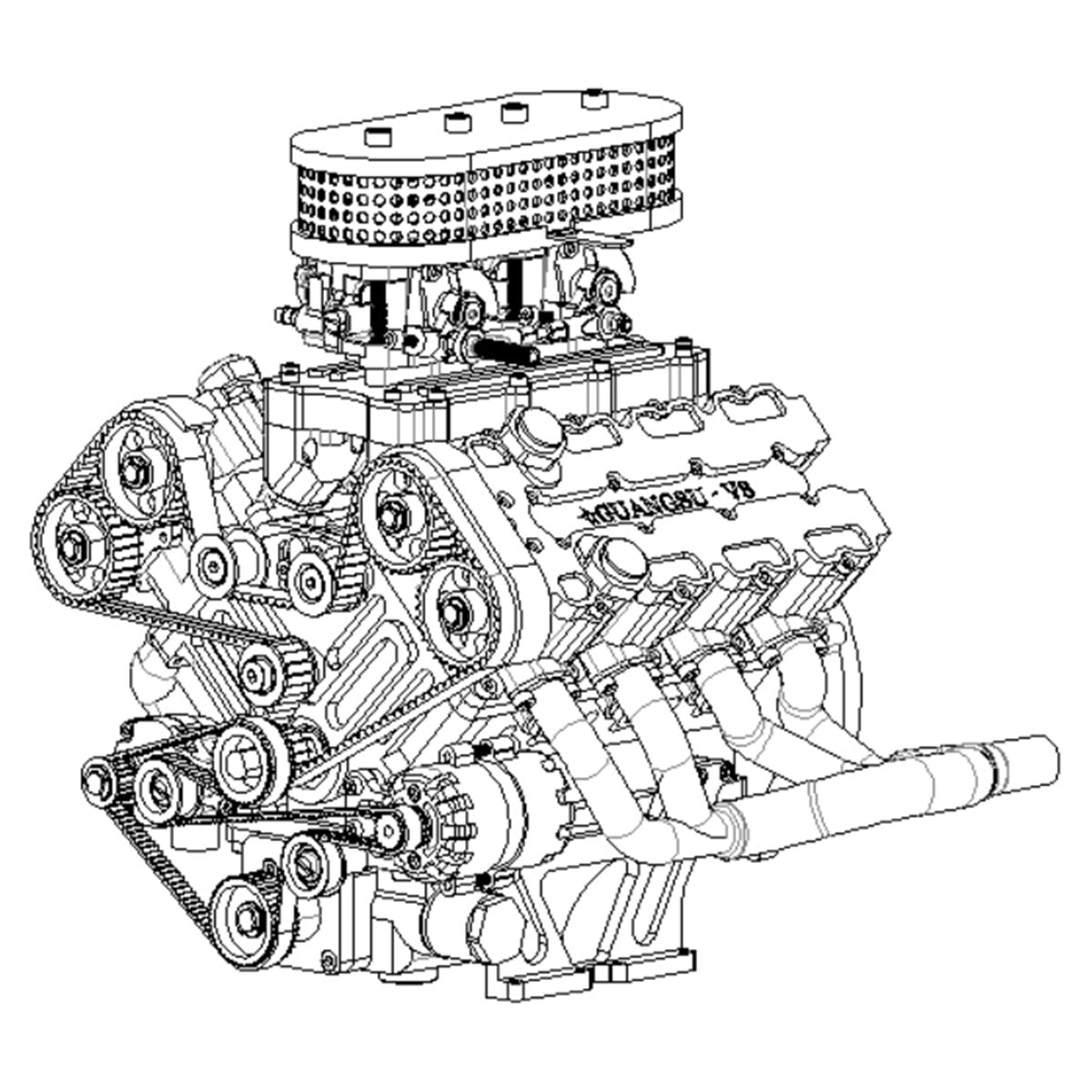 ENJOMOR V8 GS-V8 78CC DOHC Gasoline Water-cooled V8 Engine That Works with Starter Kit Full Set - stirlingkit
