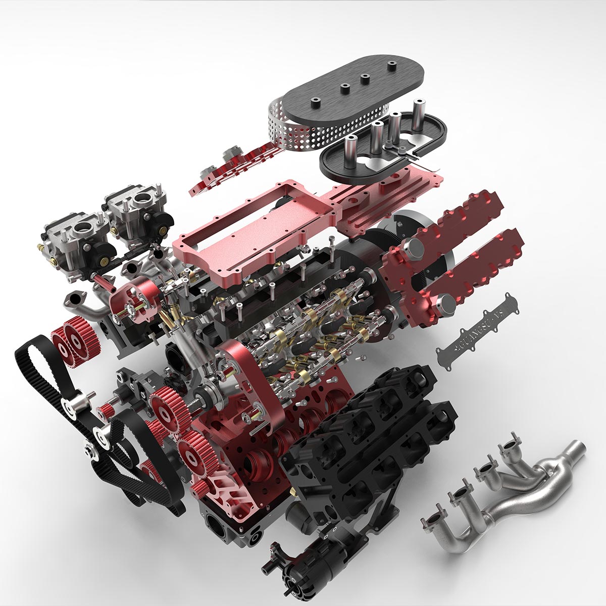 ENJOMOR V8 GS-V8 78CC DOHC Gasoline Water-cooled V8 Engine That Works with Starter Kit Full Set - stirlingkit