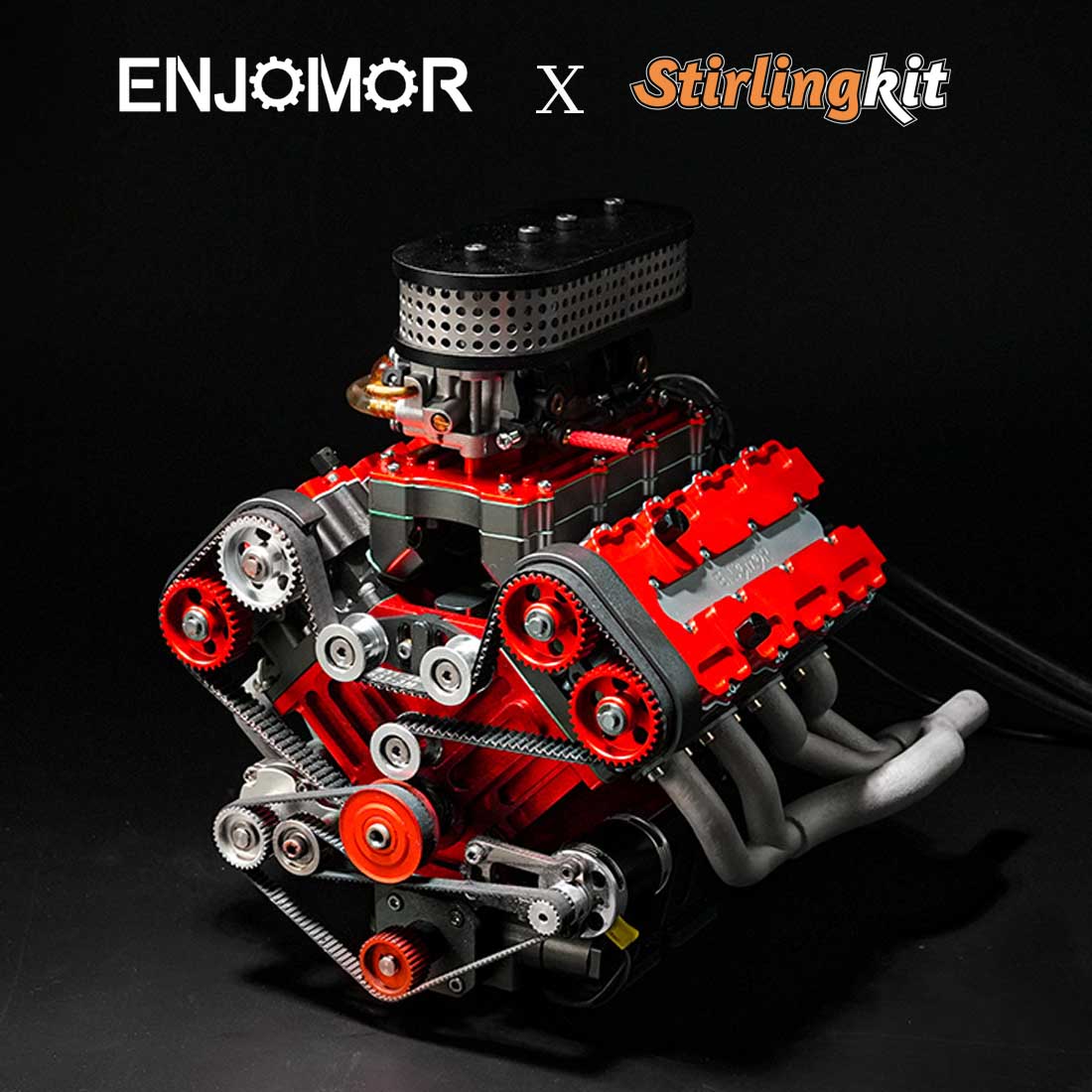 ENJOMOR V8 78CC GS-V8 Working Scale Model Engine Gas DOHC 4 Stroke Water-cooled