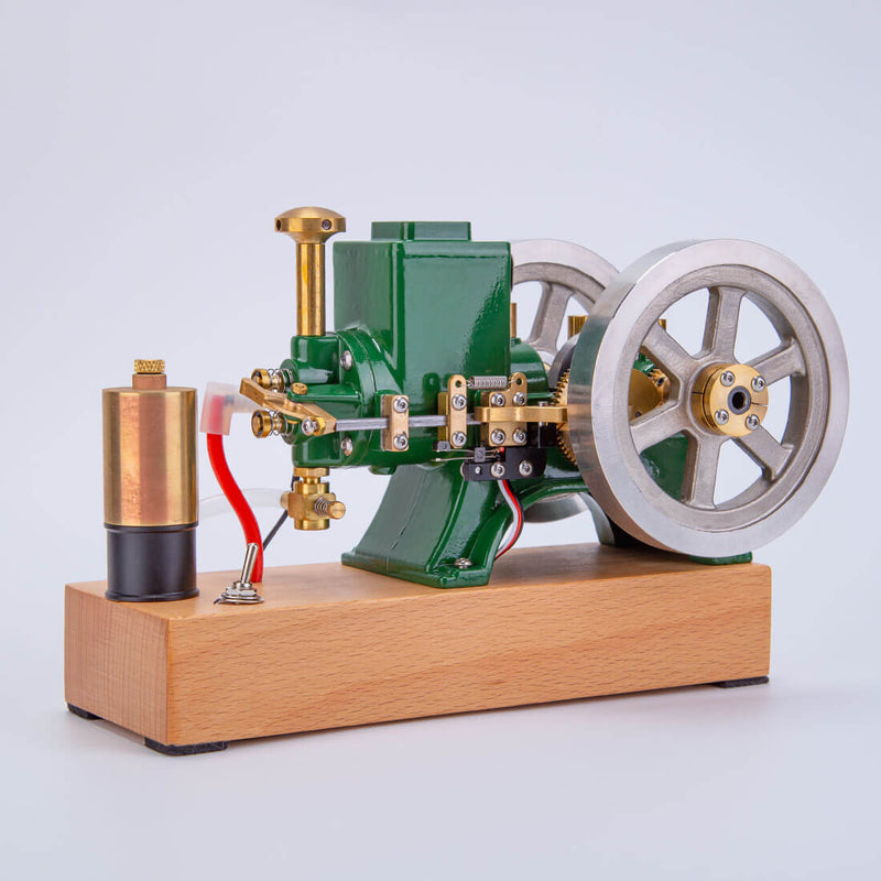 ENJOMOR Vintage Green Gas Hit and Miss Engine Mini 4-stroke Stationary Engine Horizontal IC Engine Model - stirlingkit