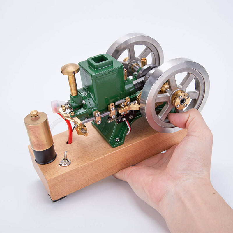 ENJOMOR Vintage Green Gas Hit and Miss Engine Mini 4-stroke Stationary Engine Horizontal IC Engine Model - stirlingkit