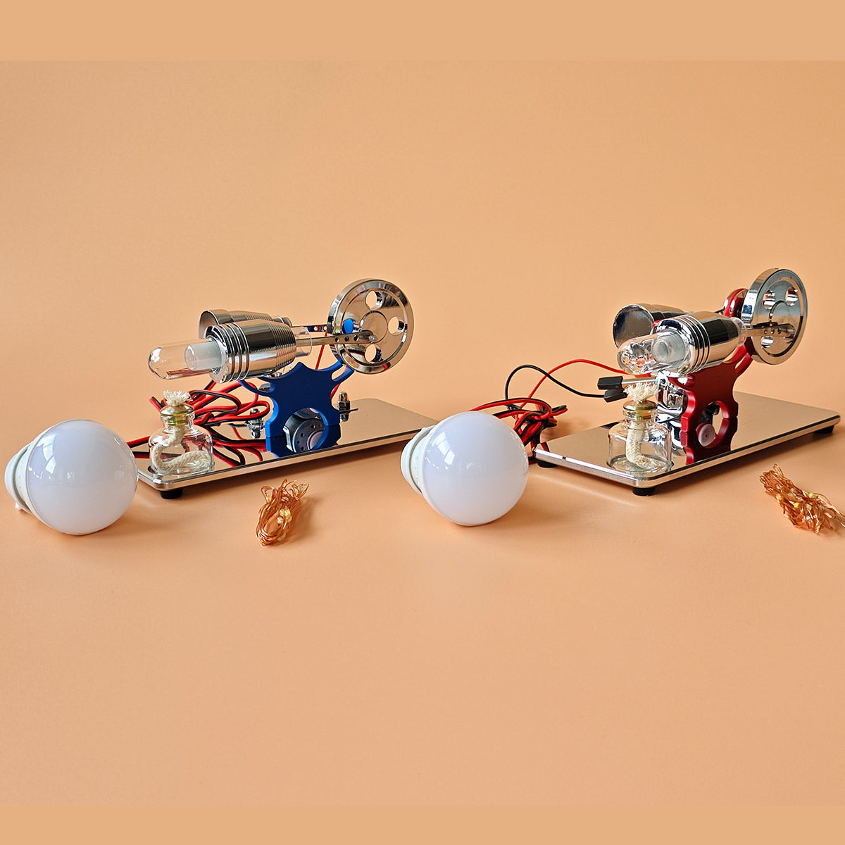 ENJOMOR γ-Type Hot Air Stirling Engine Generator Model with LED Bulb STEM Toy - stirlingkit