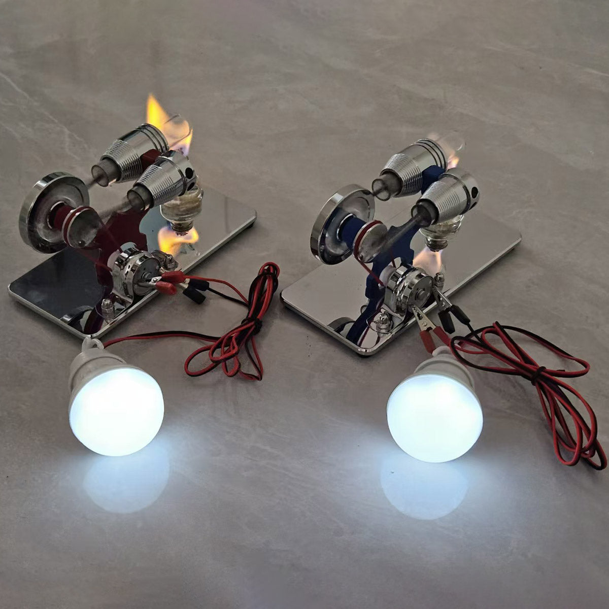 ENJOMOR γ-Type Hot Air Stirling Engine Generator Model with LED Bulb STEM Toy - stirlingkit