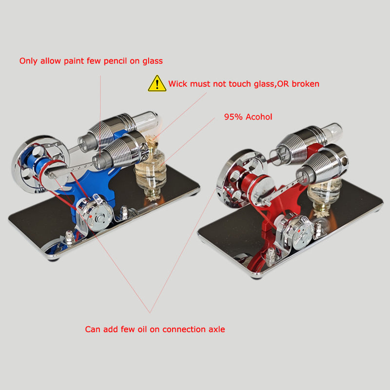 ENJOMOR γ-Type Hot Air Stirling Engine Generator Model with LED Bulb STEM Toy - stirlingkit