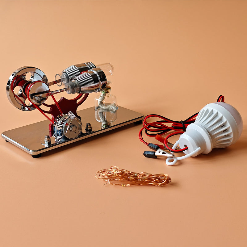 ENJOMOR γ-Type Hot Air Stirling Engine Generator Model with LED Bulb STEM Toy - stirlingkit