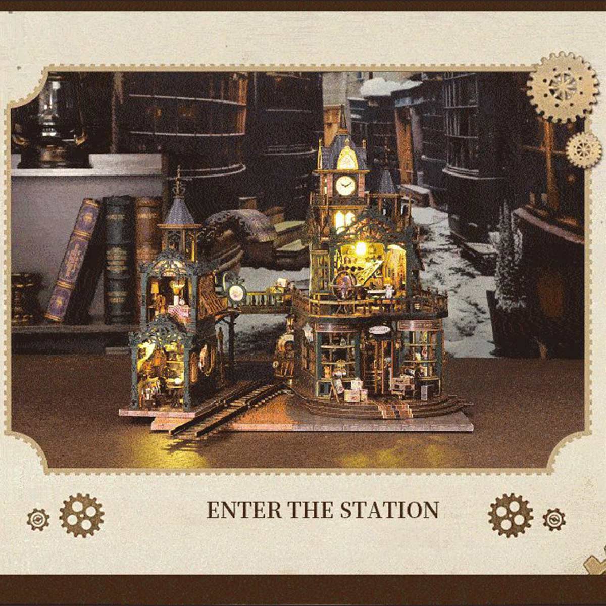 Fantasy of The Steam Era Railtrack Ethereal City 3D Wooden Model Building Kit