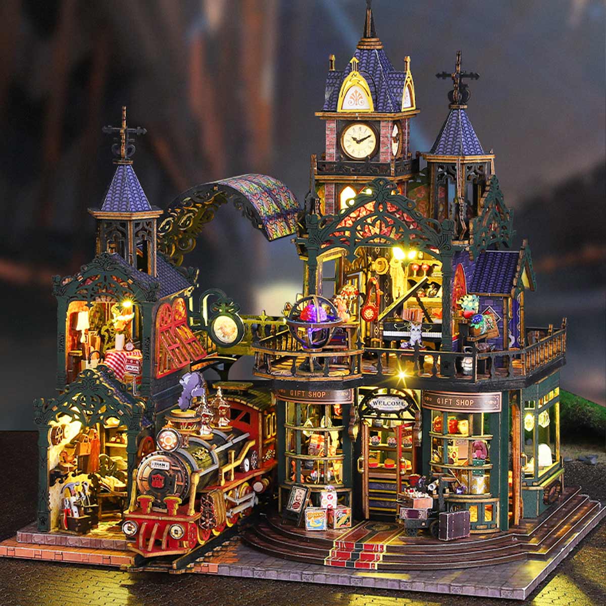 Fantasy of The Steam Era Railtrack Ethereal City 3D Wooden Model Building Kit