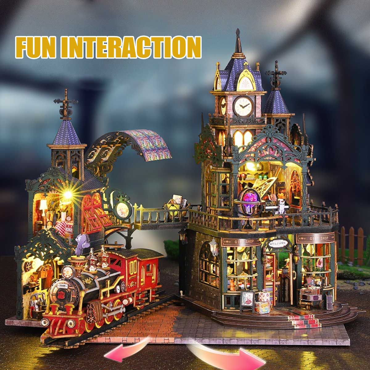 Fantasy of The Steam Era Railtrack Ethereal City 3D Wooden Model Building Kit