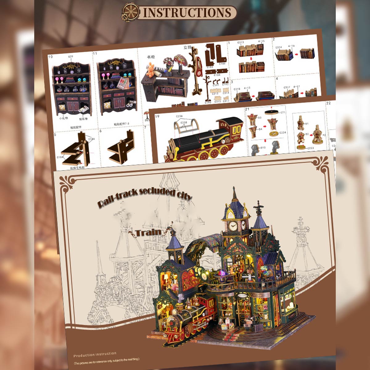 Fantasy of The Steam Era Railtrack Ethereal City 3D Wooden Model Building Kit - stirlingkit
