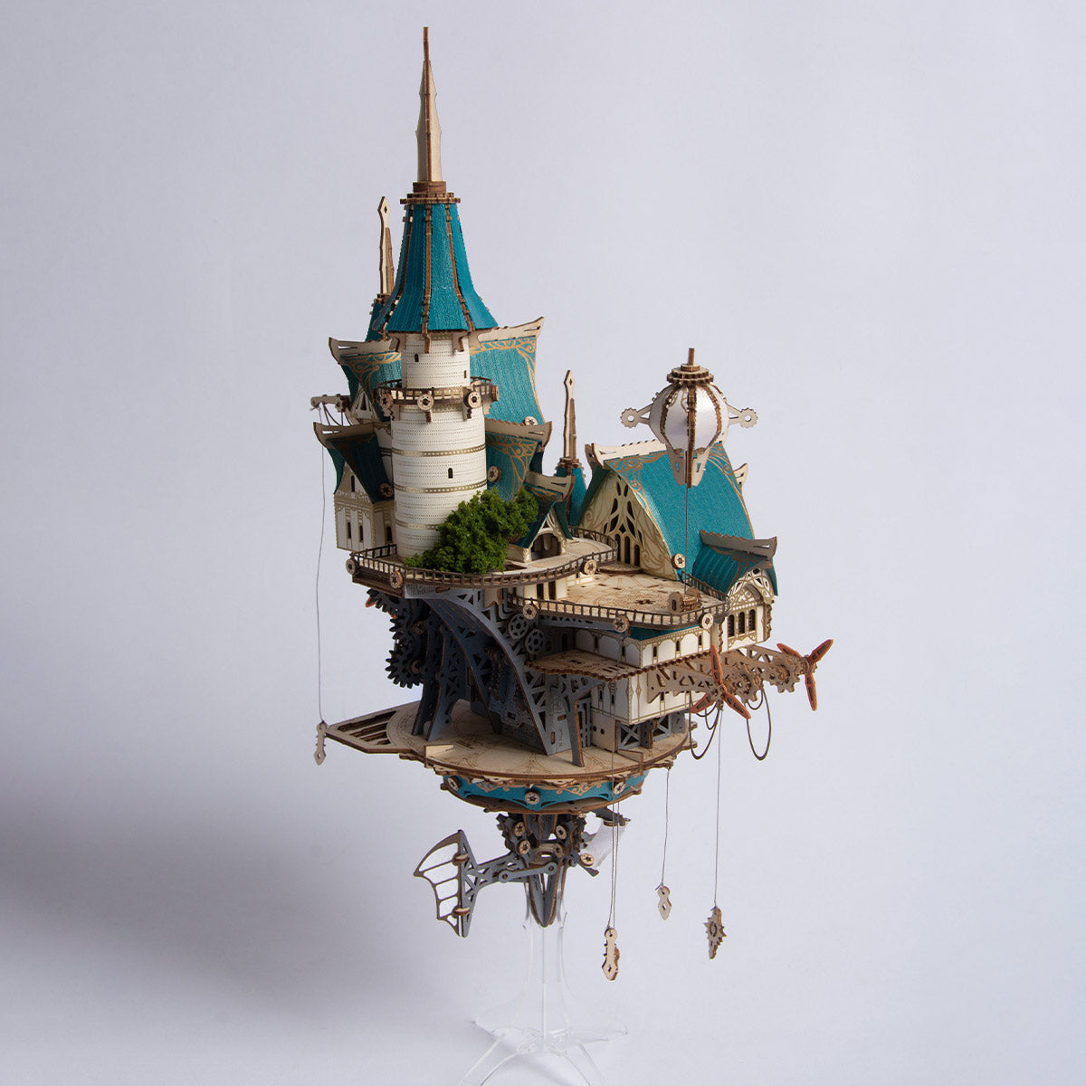 Fantasy Steampunk Large Blue Castle 3D Wooden Model Building Kit 699PCS - stirlingkit