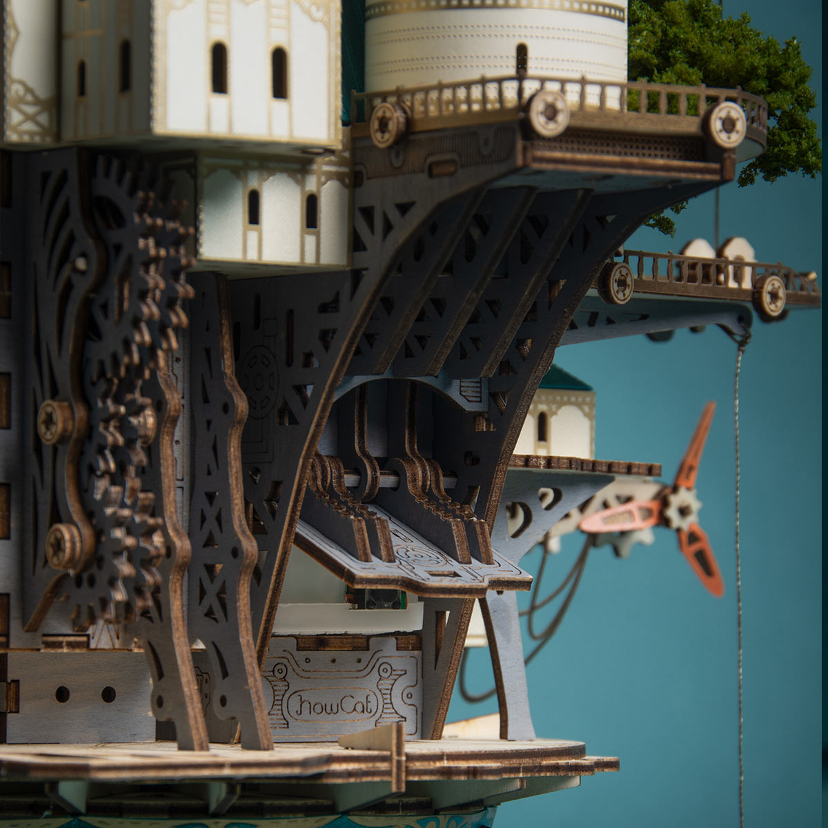 Fantasy Steampunk Large Blue Castle 3D Wooden Model Building Kit 699PCS - stirlingkit
