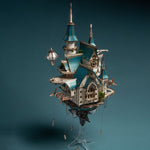 Fantasy Steampunk Large Blue Castle 3D Wooden Model Building Kit 699PCS