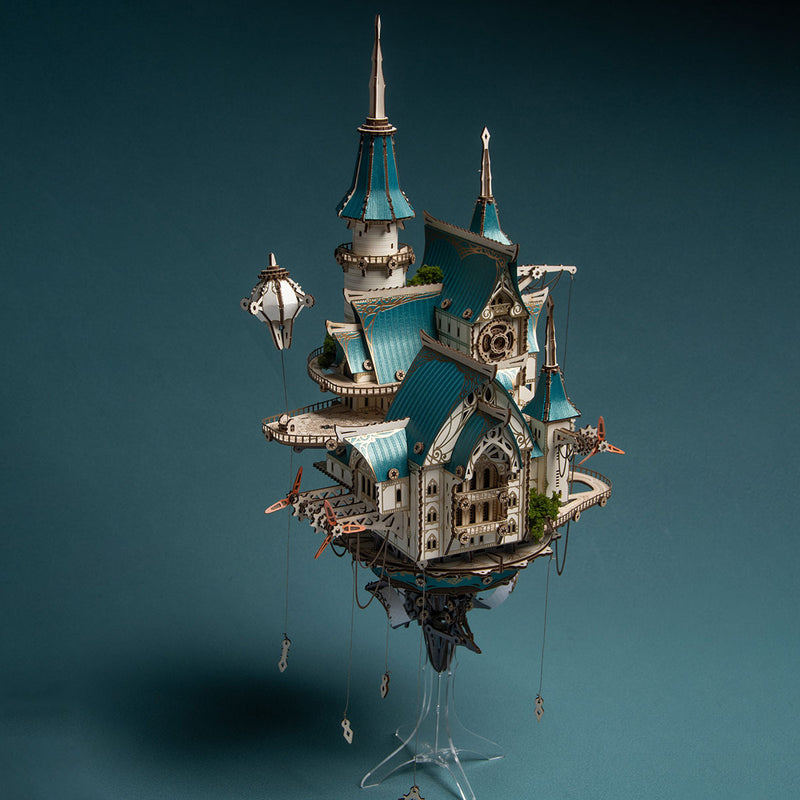 Fantasy Steampunk Large Blue Castle 3D Wooden Model Building Kit 699PCS
