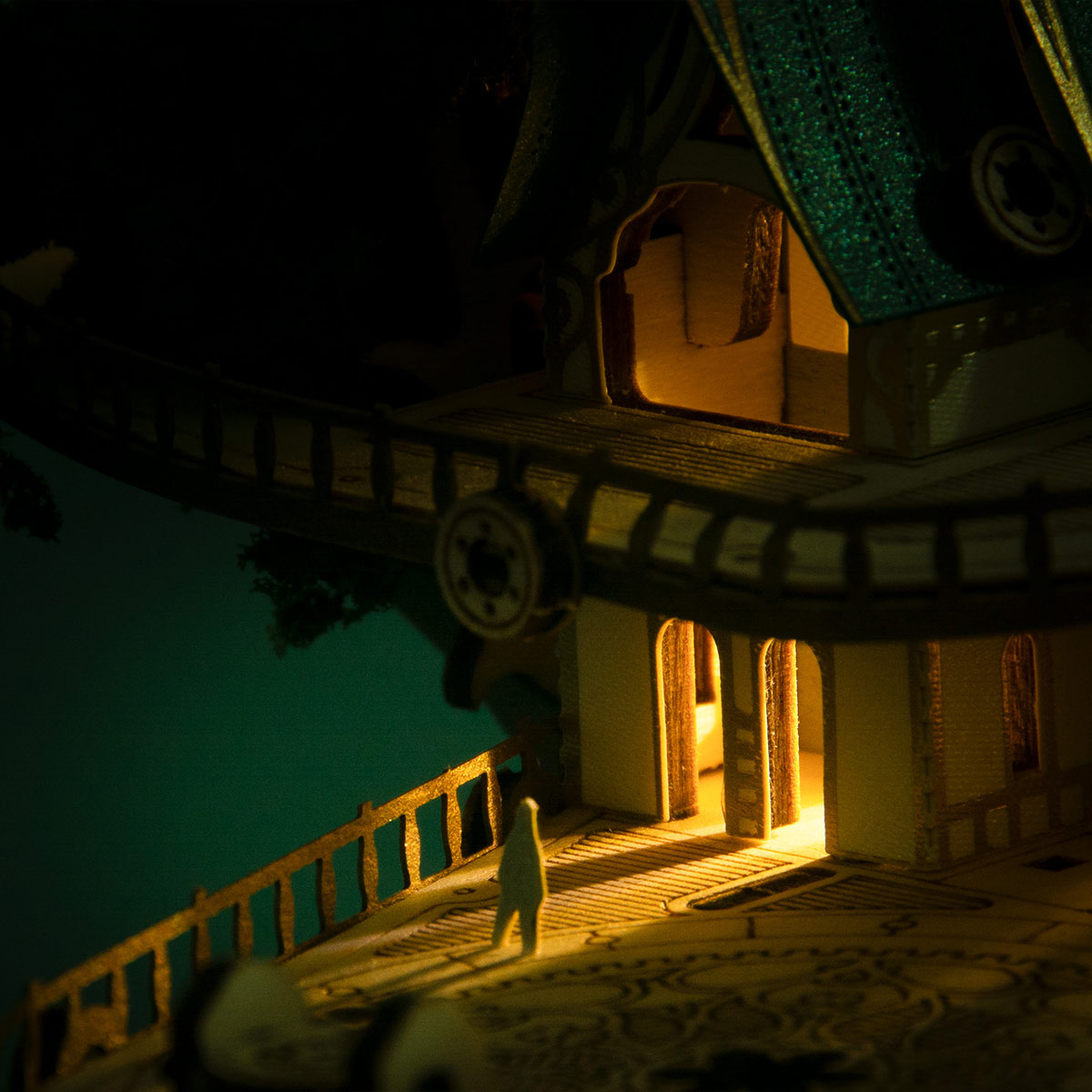 Fantasy Steampunk Large Blue Castle 3D Wooden Model Building Kit 699PCS - stirlingkit
