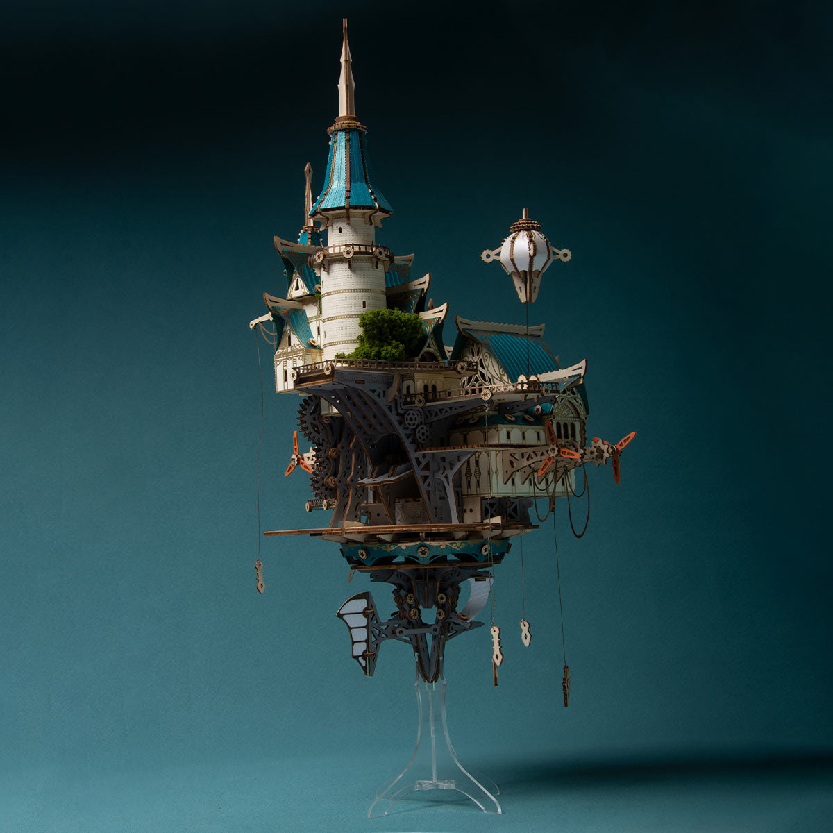 Fantasy Steampunk Large Blue Castle 3D Wooden Model Building Kit 699PCS