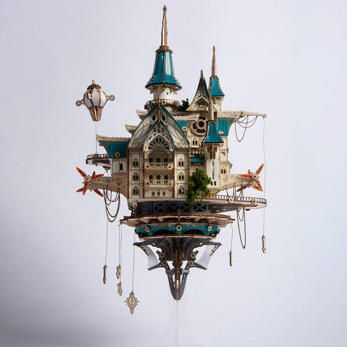 Fantasy Steampunk Large Blue Castle 3D Wooden Model Building Kit 699PCS - stirlingkit