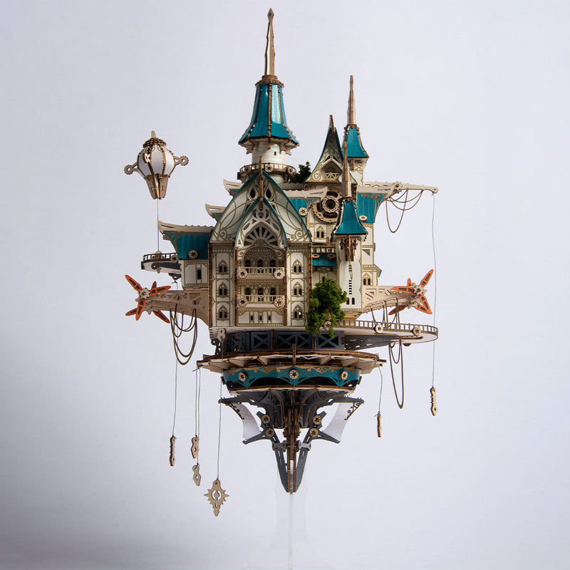 Fantasy Steampunk Large Blue Castle 3D Wooden Model Building Kit 699PCS