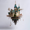 Fantasy Steampunk Large Blue Castle 3D Wooden Model Building Kit 699PCS
