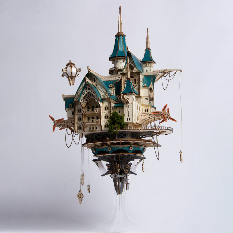 Fantasy Steampunk Large Blue Castle 3D Wooden Model Building Kit 699PCS