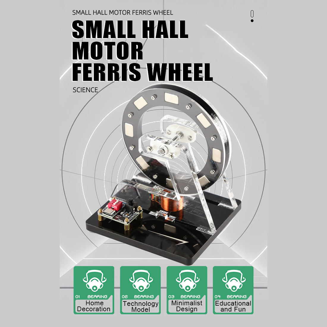 Ferris Wheel Hall Sensor Motor Model Mini Brushless Bedini Motor - stirlingkit