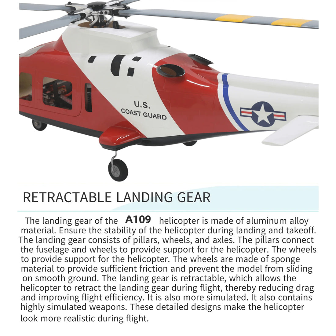 FLISHRC FL500 A109 500-Class 2.4G 6CH Super Scale GPS RC Helicopter Model RTF - stirlingkit