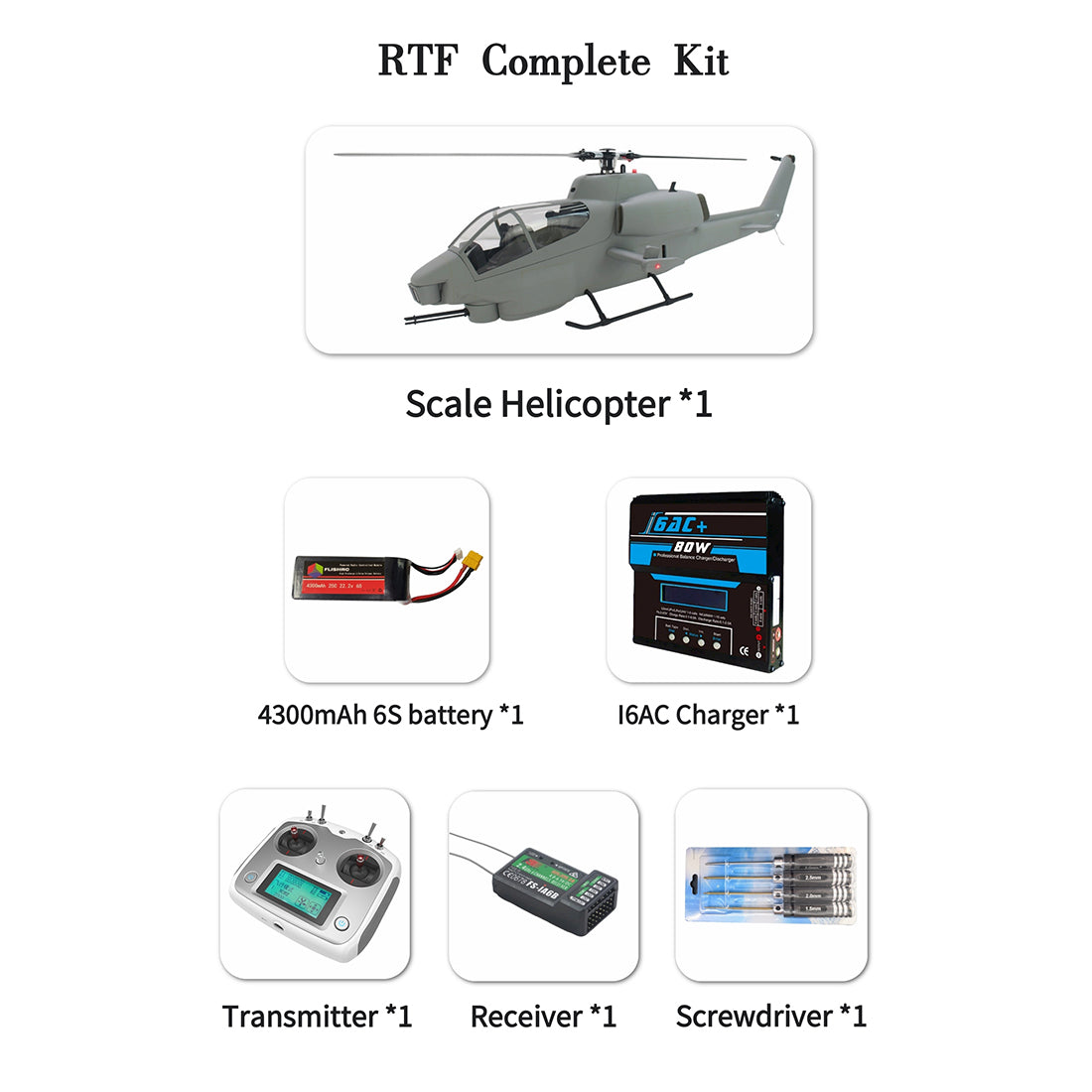 FLISHRC FL500 AH-1 Cobra 500-Class Large Scale GPS RC Helicopter Model with L7 Flight Controller 2.4G 6CH RTF - stirlingkit