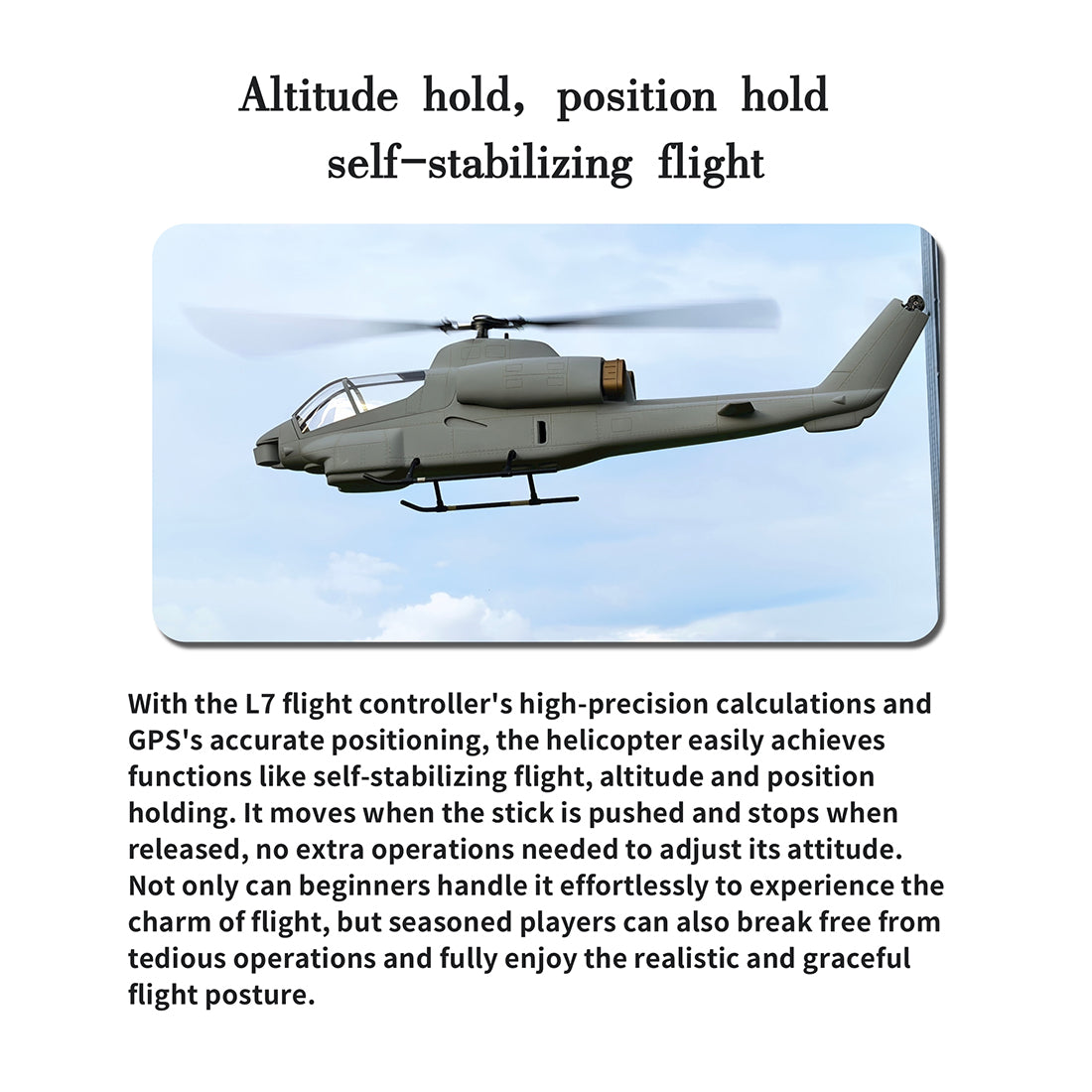 FLISHRC FL500 AH-1 Cobra 500-Class Large Scale GPS RC Helicopter Model with L7 Flight Controller 2.4G 6CH RTF - stirlingkit