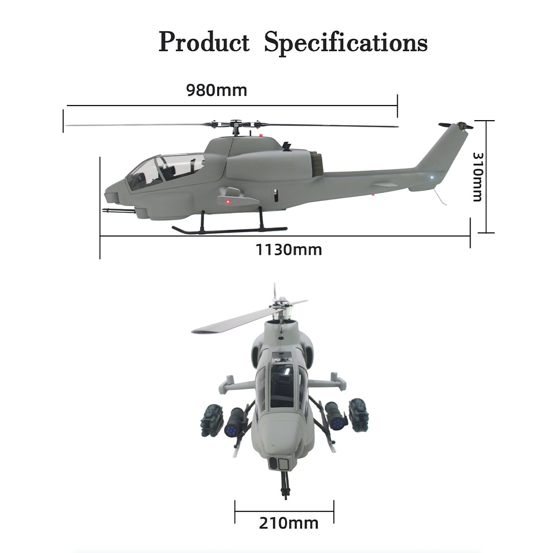 FLISHRC FL500 AH-1 Cobra 500-Class Large Scale GPS RC Helicopter Model with L7 Flight Controller 2.4G 6CH RTF - stirlingkit