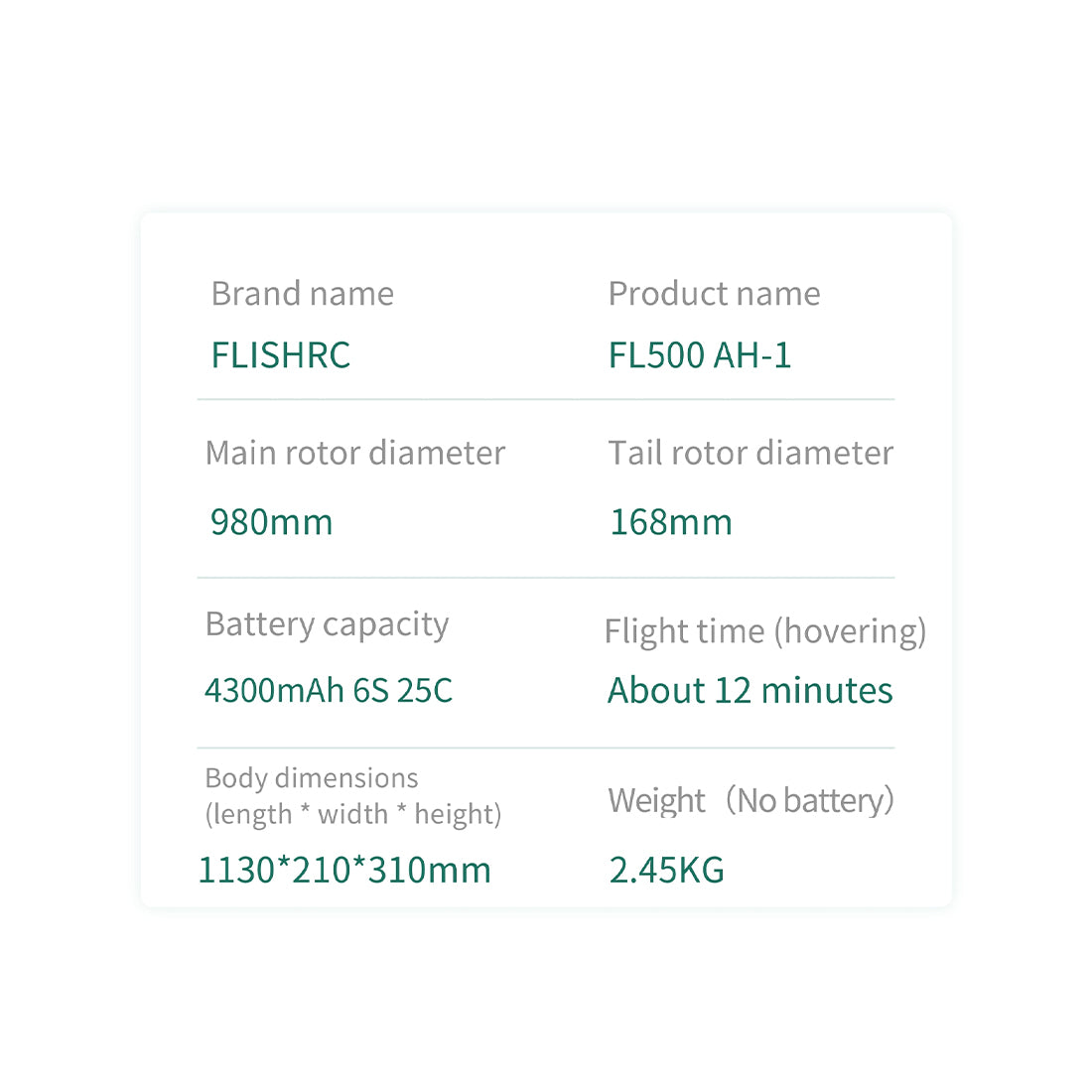 FLISHRC FL500 AH-1 Cobra 500-Class Large Scale GPS RC Helicopter Model with L7 Flight Controller 2.4G 6CH RTF - stirlingkit