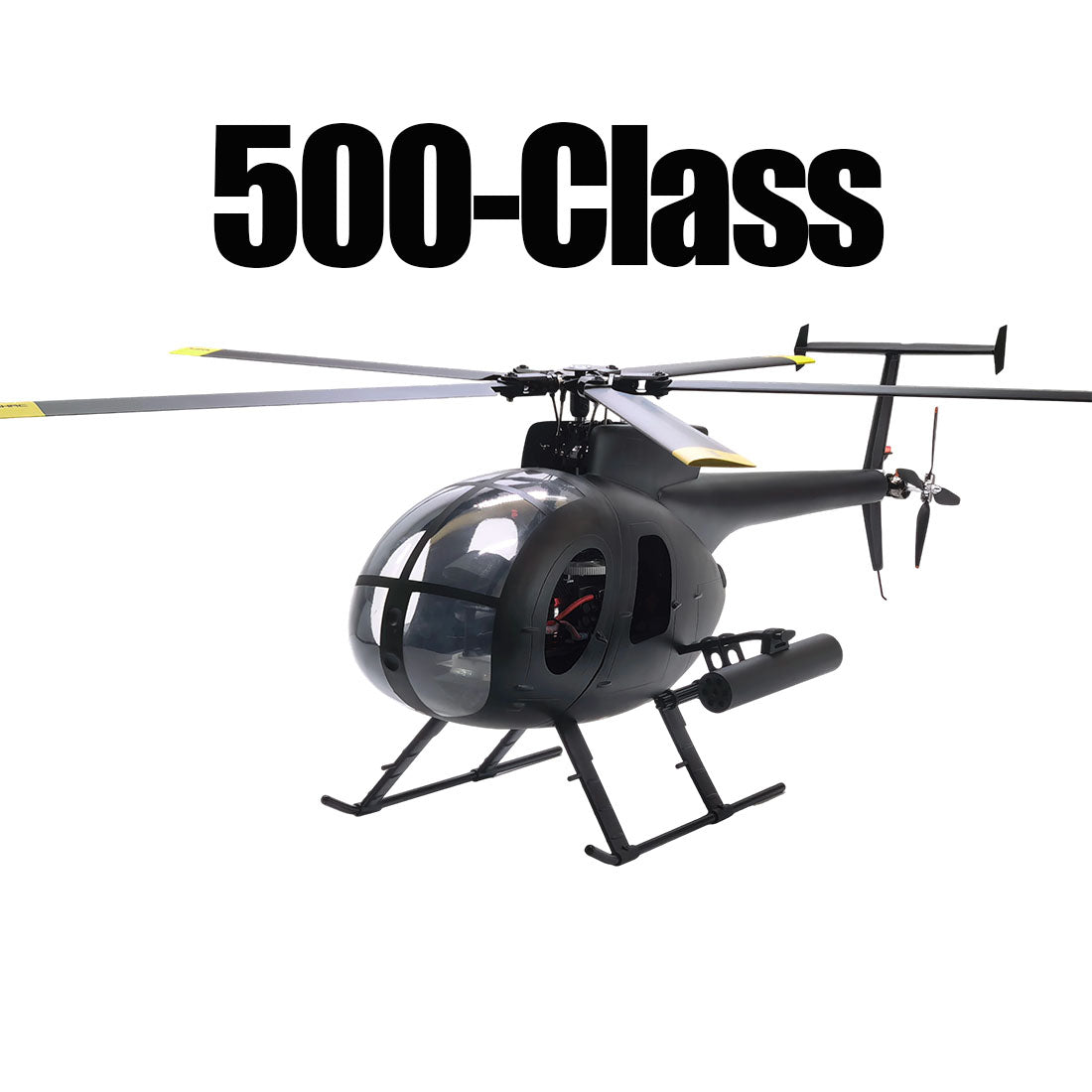 FLISHRC FL500 AH-6 Little Bird Super Large Scale RC Helicopter Model 500-Class 2.4G 6CH with L7 Flight Controller RTF - stirlingkit
