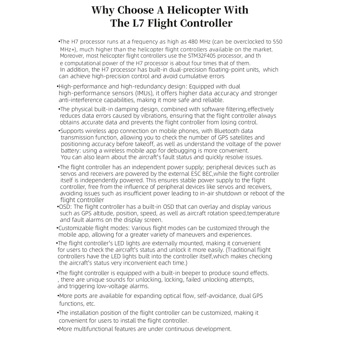 FLISHRC FL500 AH-6 Little Bird Super Large Scale RC Helicopter Model 500-Class 2.4G 6CH with L7 Flight Controller RTF