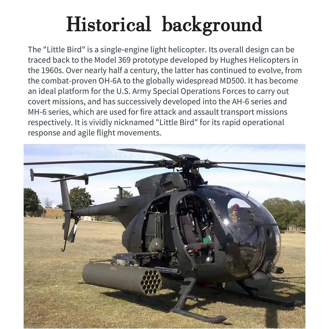 FLISHRC FL500 AH-6 Little Bird Super Large Scale RC Helicopter Model 500-Class 2.4G 6CH with L7 Flight Controller RTF