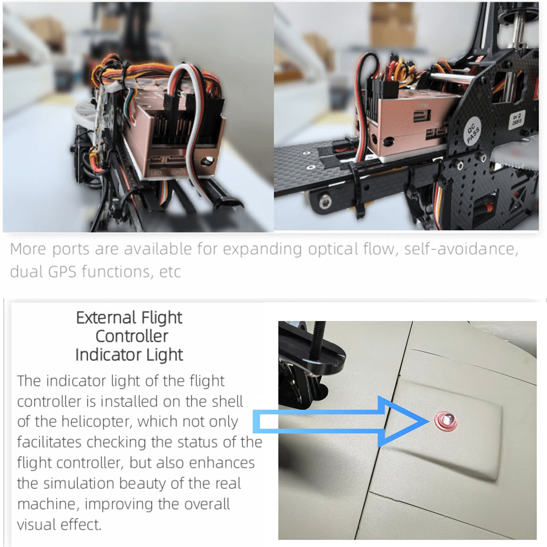 FLISHRC FL500 AH-6 Little Bird Super Large Scale RC Helicopter Model 500-Class 2.4G 6CH with L7 Flight Controller RTF