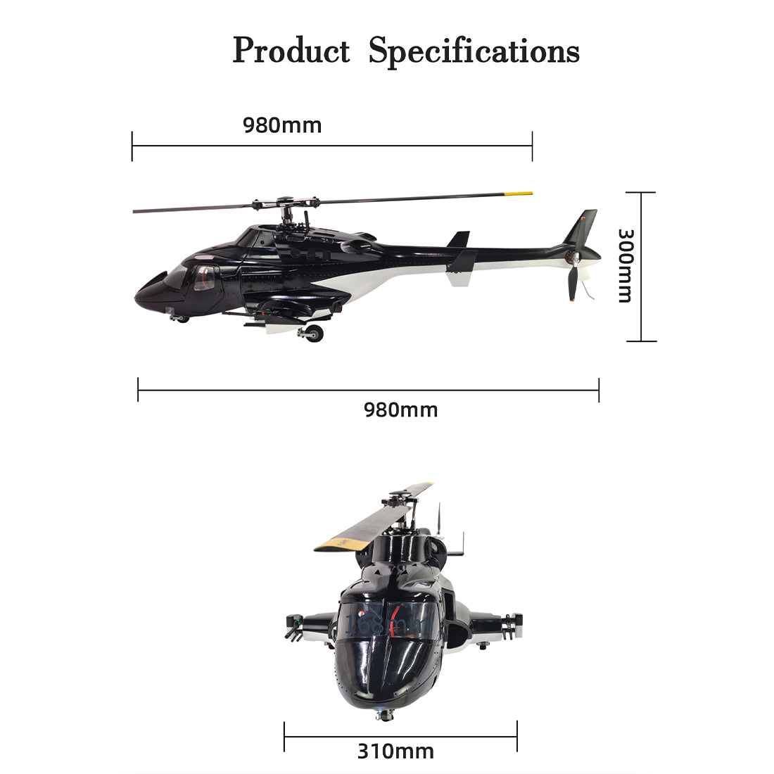 FLISHRC FL500 Air-wolf Pro 500-Class Huge Scale RC Helicopter Model with 4-Mode Positioning GPS 2.4G 6CH - stirlingkit
